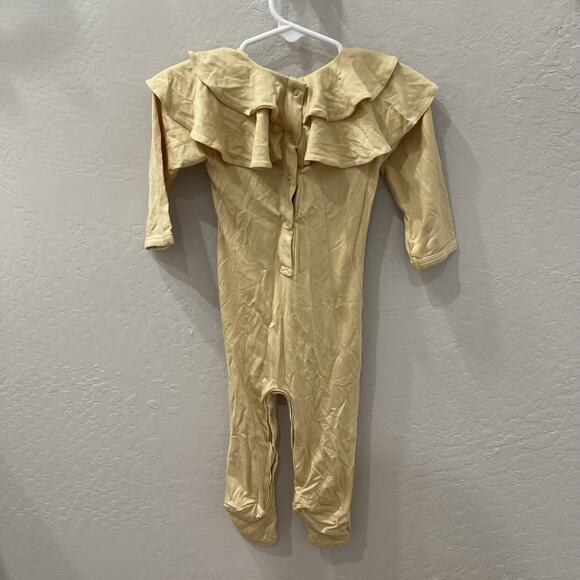 Kate Quinn Golden Ruffle Neck Bamboo Footie Romper - Picture 4 of 7